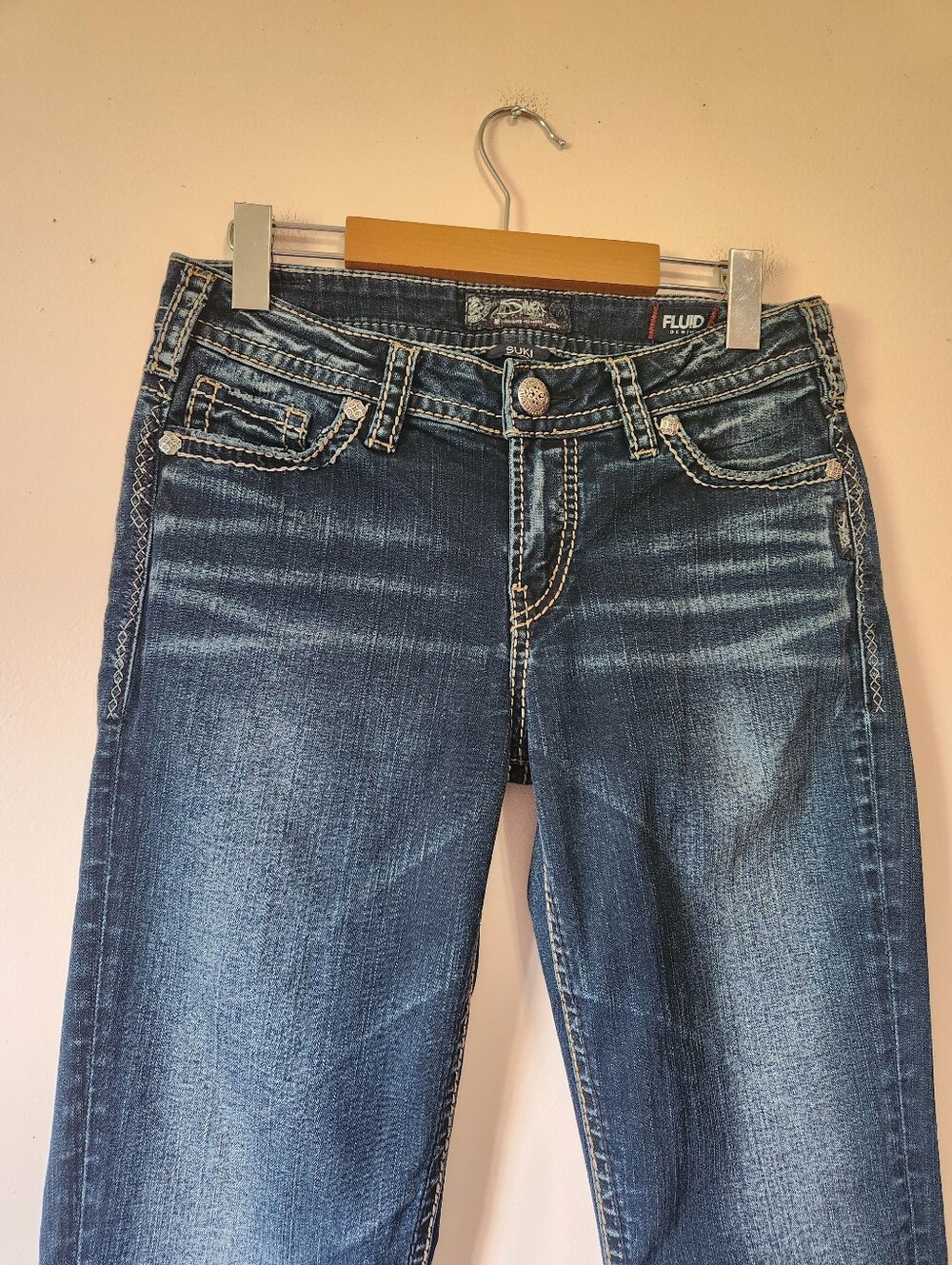 Silver Jeans Co. Suki Mid Straight Fluid Denim Sz W28 L34 Y2K 00s Aesthetic - Picture 2 of 14